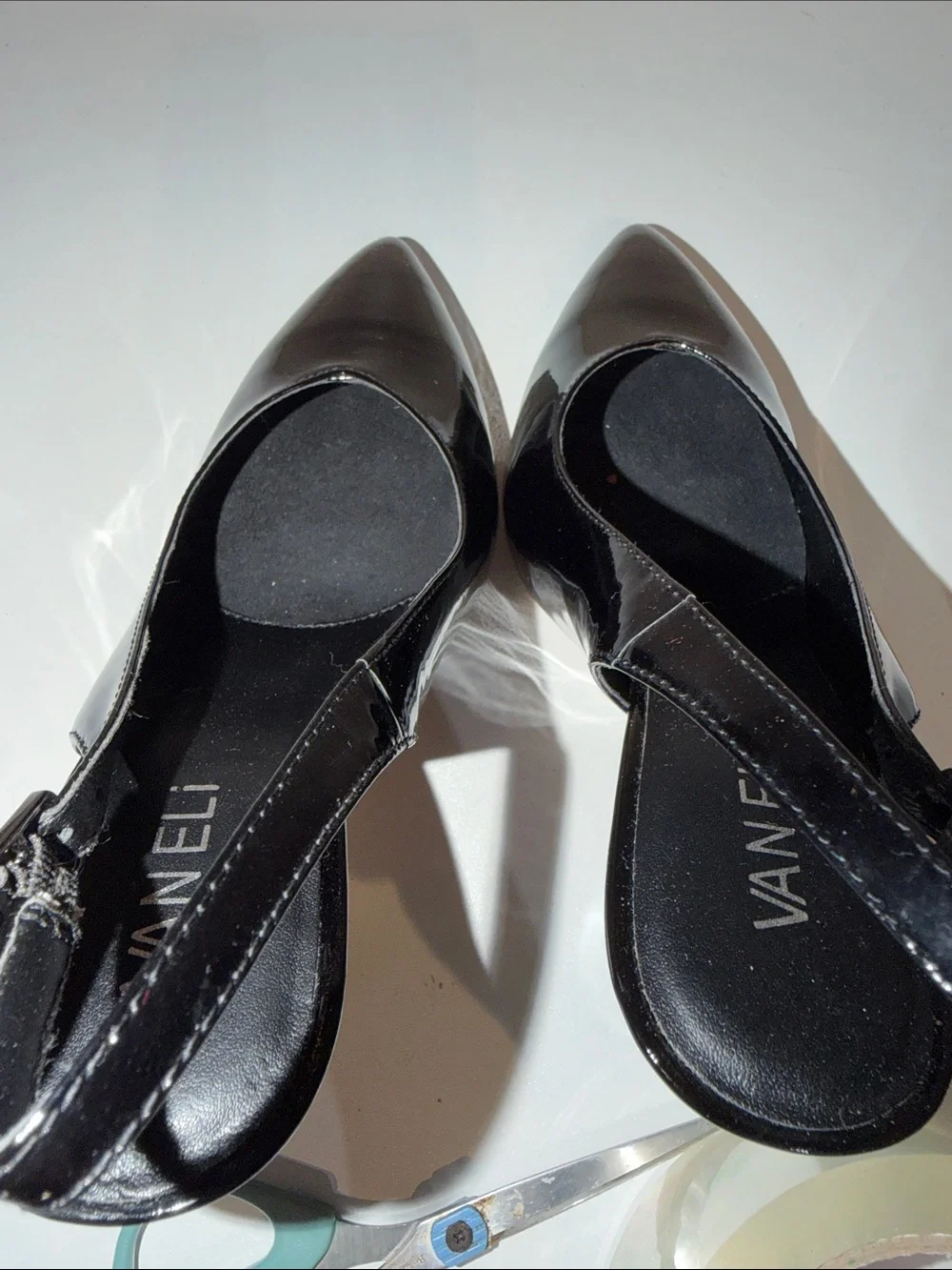 Van Eli Black Patent Slingback Pointed-Toe Pumps